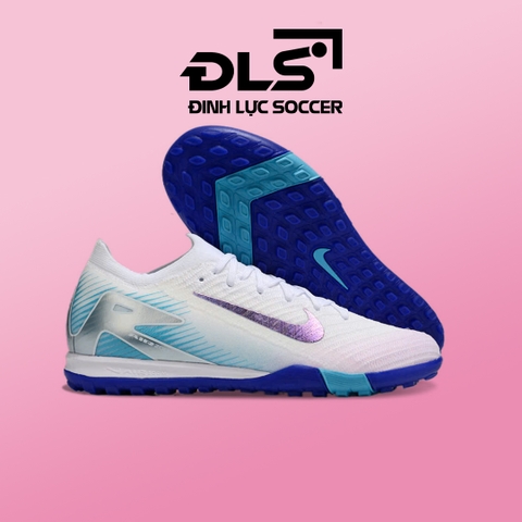 Giày Đá Bóng Trẻ Em Nike Mercurial Vapor 16 Elite Trắng Xanh Hologram Cổ Lửng TF