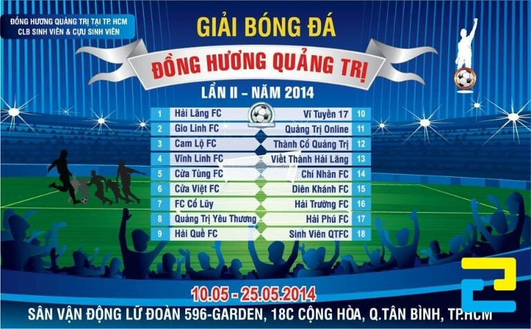 Thiết kế phông nền giải bóng đá cần sử dụng hình ảnh chất lượng cao và phù hợp với chủ đề để tăng tính thẩm mỹ