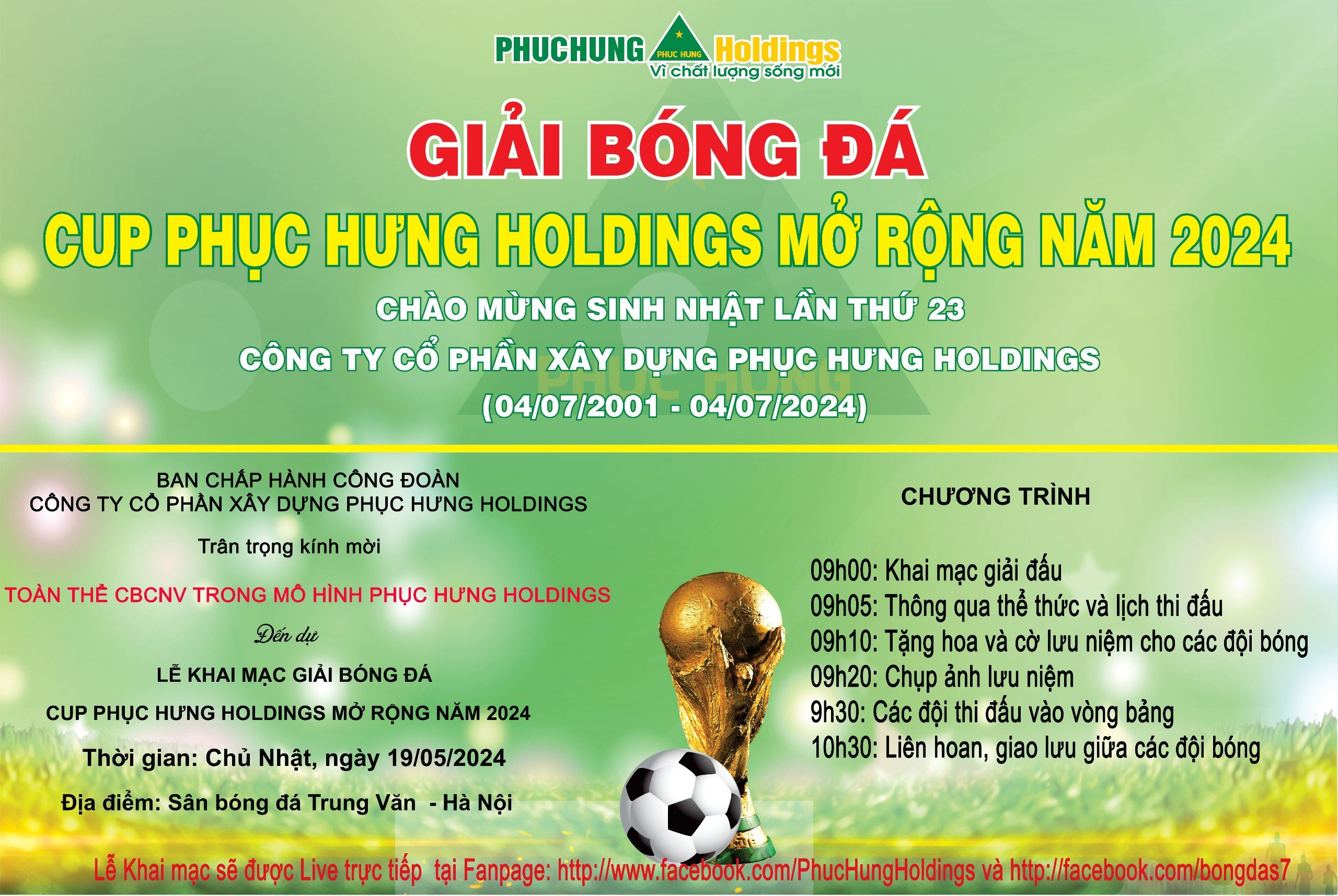 Thư mời khai mạc giải bóng đá