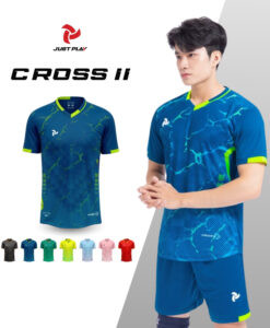 Trang phục đá bóng nữ Just Play Cross II màu xanh cổ vịt