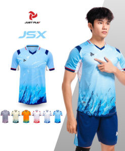 Trang phục đá bóng nữ Just Play JSX màu xanh biển