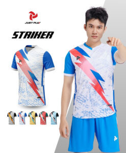 Trang phục đá bóng nữ Just Play Striker màu trắng xanh