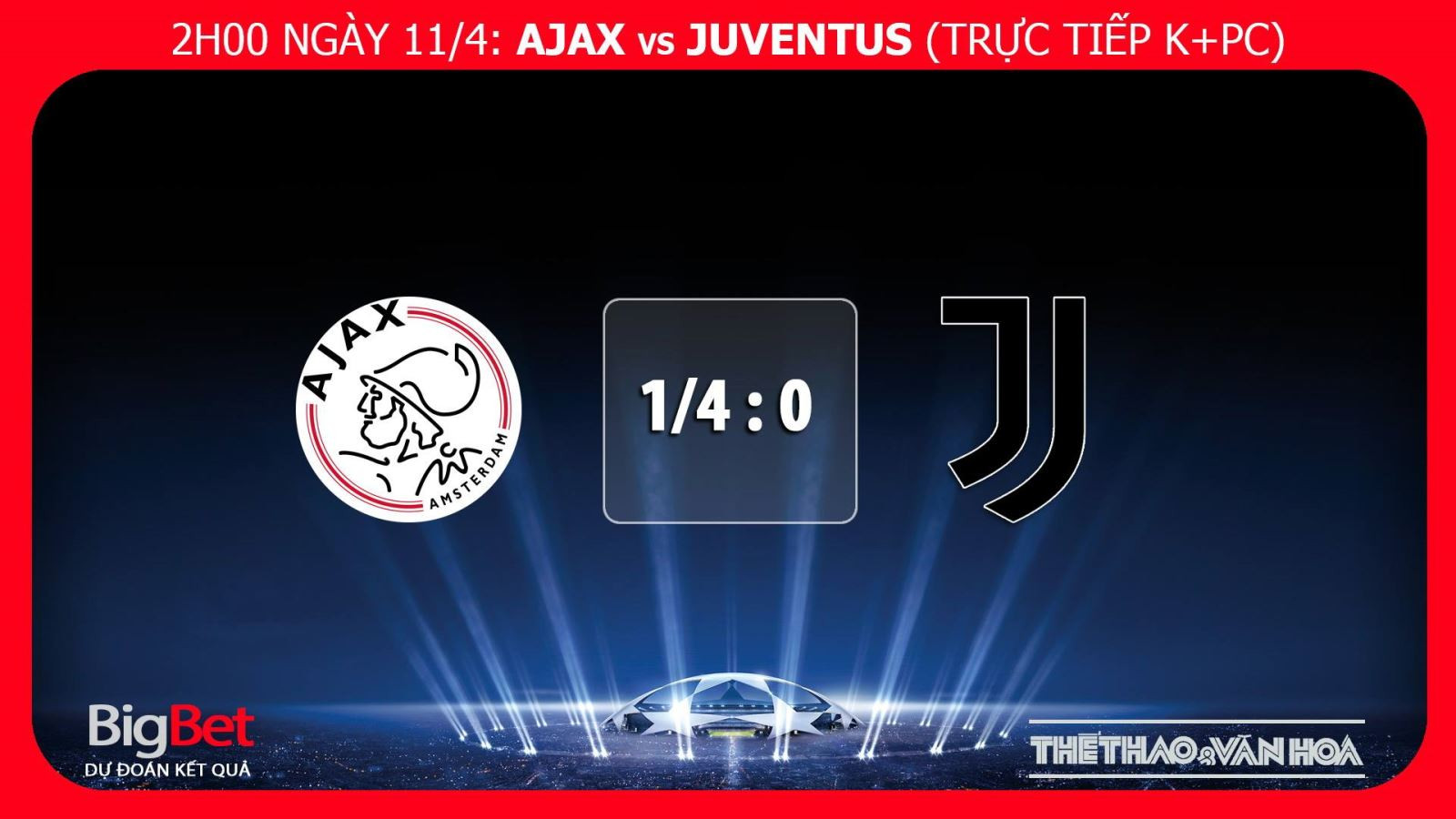 Tỷ lệ kèo chấp và tài xỉu Ajax vs Juventus, nhận định Cúp C1