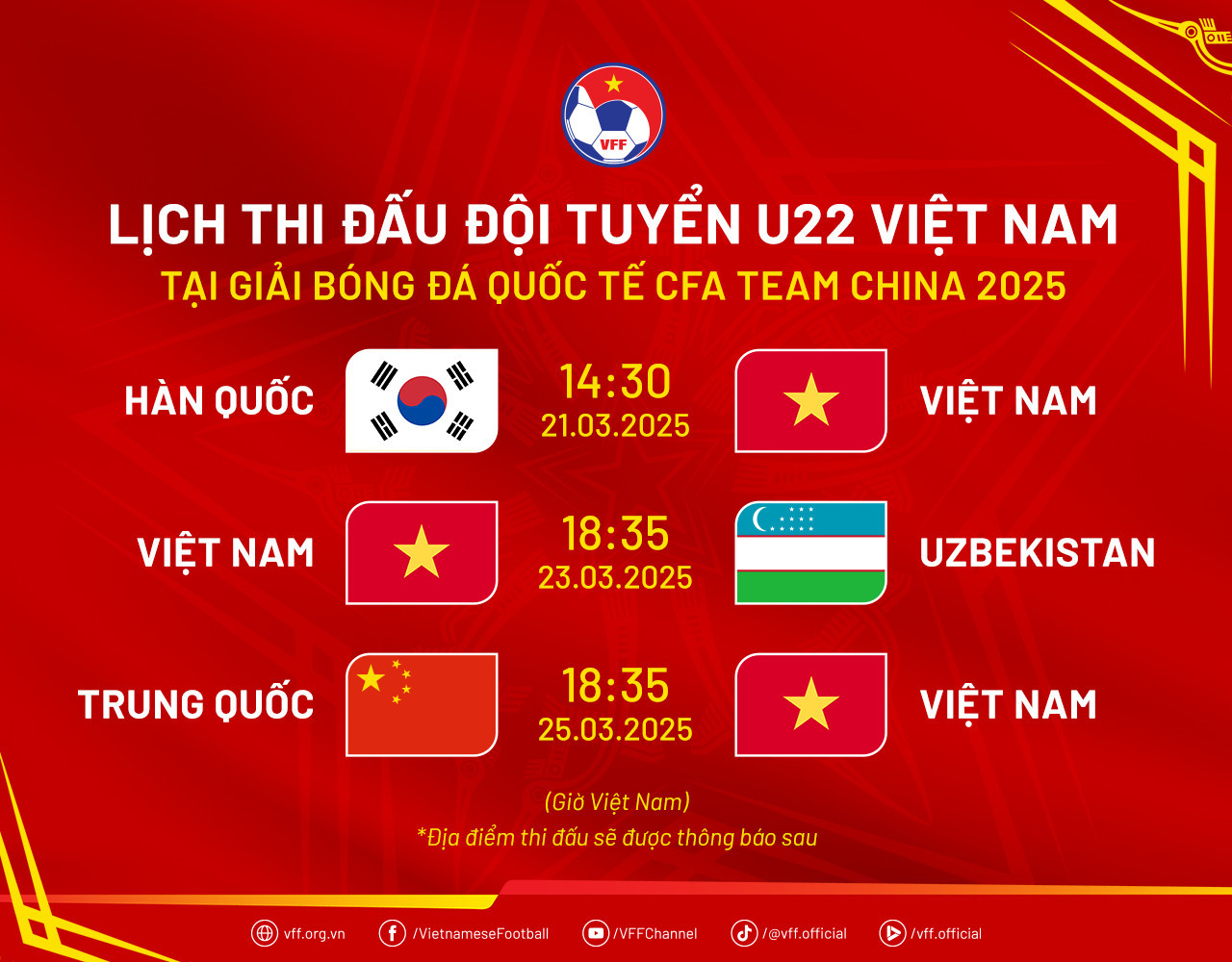 U22 Việt Nam chuẩn bị thi đấu tại CFA Team China 2025