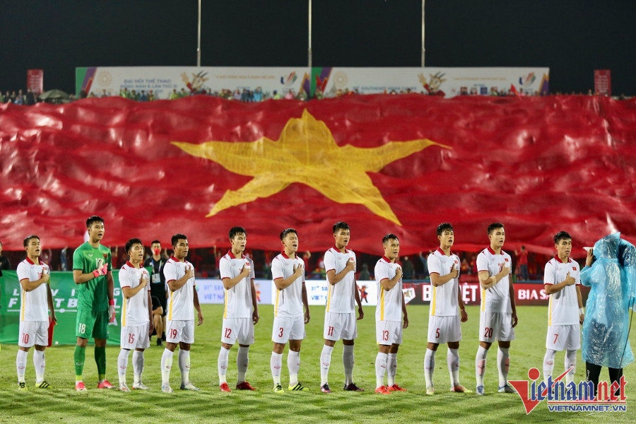 U23 Việt Nam trong trận đấu tại vòng bảng SEA Games 31 trước khi bước vào lịch bán kết bóng đá nam