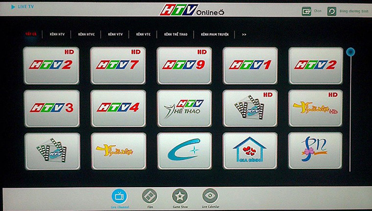 Ứng dụng HTV Online với các kênh truyền hình thể thao để xem bóng đá trực tiếp trên tivi Sony