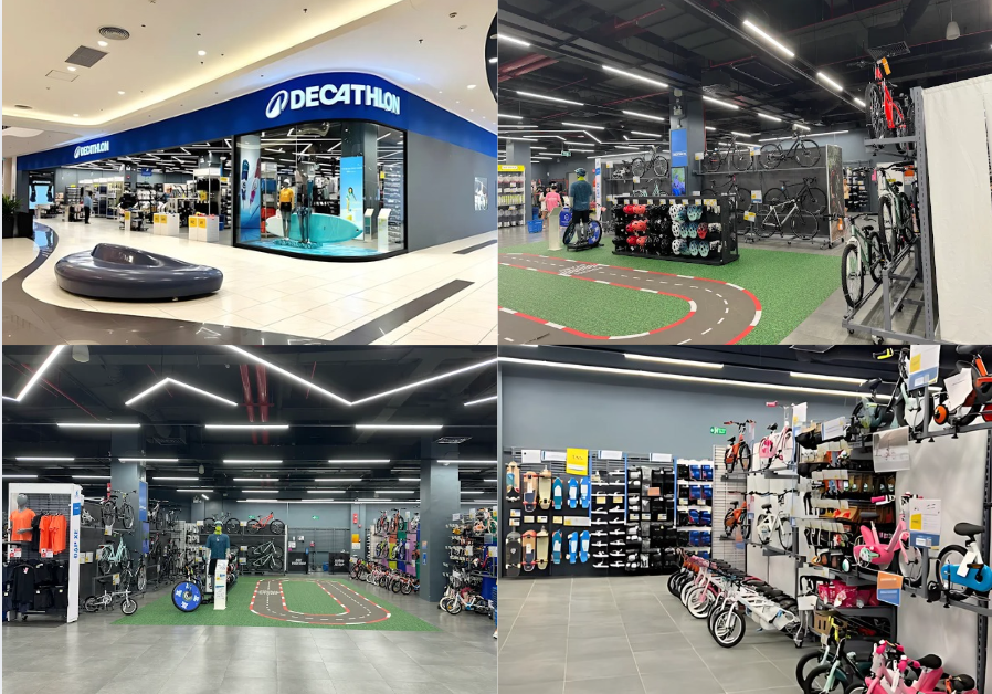 Không gian mua sắm rộng rãi và đa dạng mẫu mã tại cửa hàng xe đạp Decathlon Hà Nội