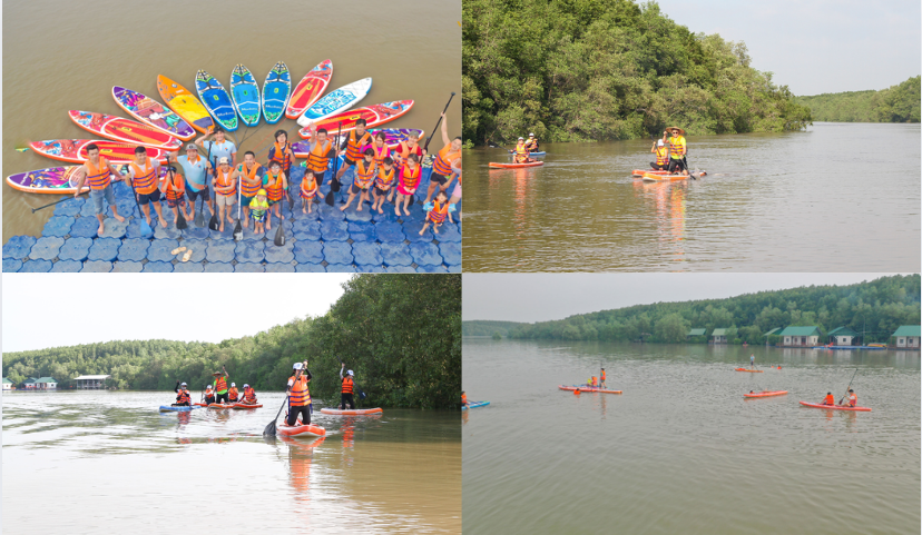 Khách hàng trải nghiệm tour chèo SUP Sài Gòn khám phá Cần Giờ cùng Vietrek Travel