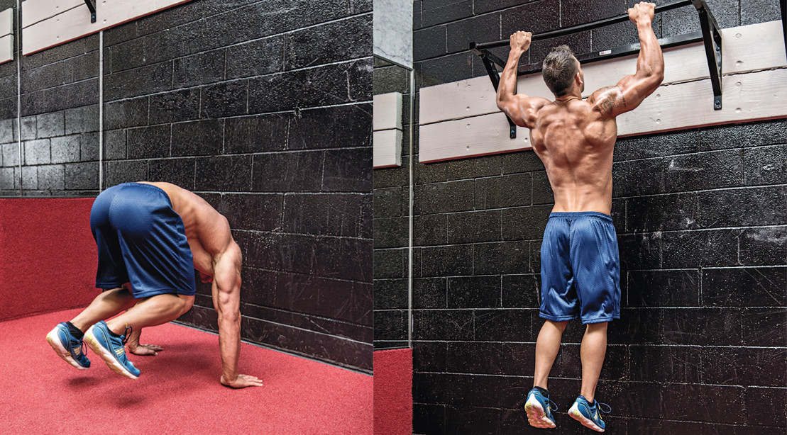 Vận động viên thực hiện bài tập Burpee pull-up, một bài tập toàn thân cường độ cao giúp tăng cường sức chịu đựng và sức mạnh