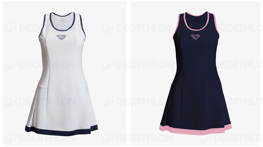 Váy liền Pickleball Kamito Heart 2 màu xanh navy – trắng, váy Kamito pickleball
