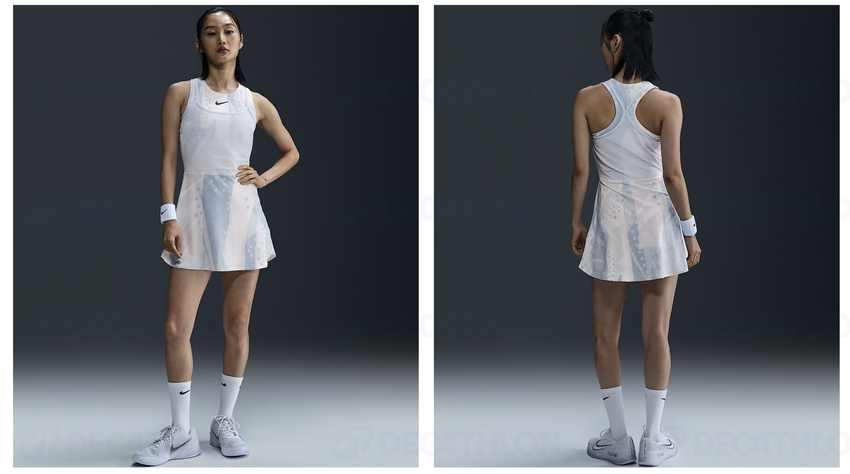 Váy ngắn không tay Nike xanh dương phối trắng trẻ trung, váy liền pickleball Nike