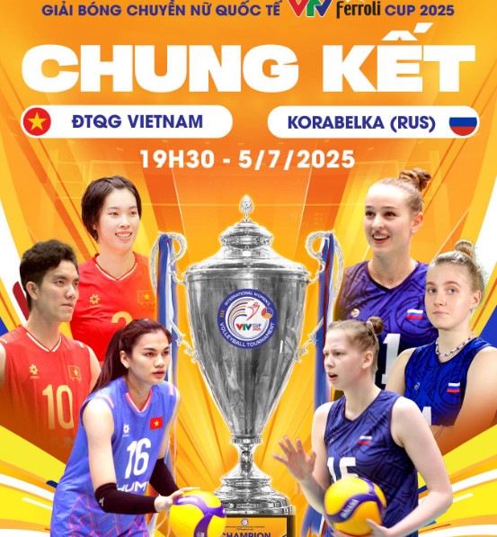 Đội tuyển bóng chuyền nữ Việt Nam thi đấu trong trận chung kết VTV Cup 2025 được VTV5 trực tiếp